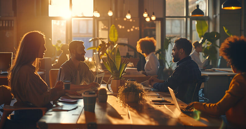 professionals working together at a table.