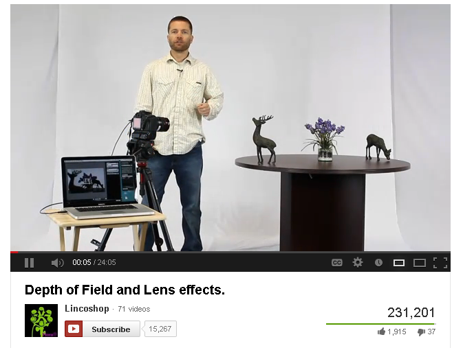 YouTube video still image featuring a man and a photography set YouTube video still image featuring a man and a photography set